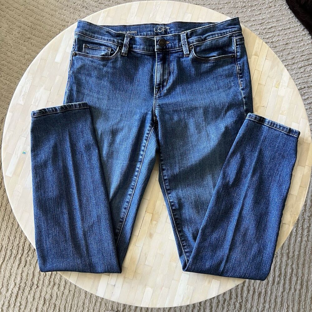 Loft Women’s Modern Skinny Jeans Medium Blue Wash 29” Size 8 Ann Taylor Slim EUC